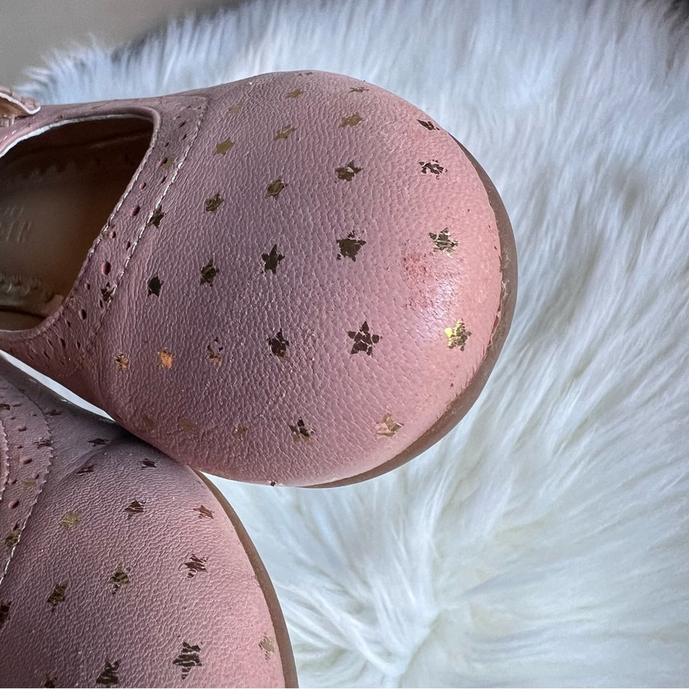 Mini Boden Girls Gold Star Leather Mary Janes Ballet Pink Sz 32 US 1 Wedding - Picture 10 of 17
